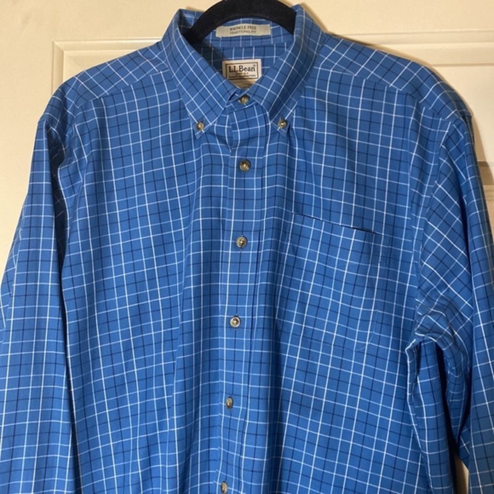 L.L.Bean L-tall wrinkle free traditional fit long sleeve bottom down shirt - Picture 2 of 8